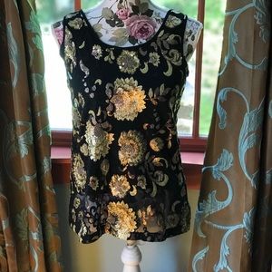 Black and gold sequin short sleeved top